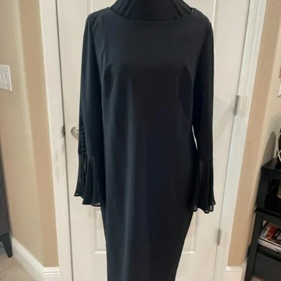 calvin klein sheer sleeve dress Sheer Flutter Sleeve Sheath Dress (Women)